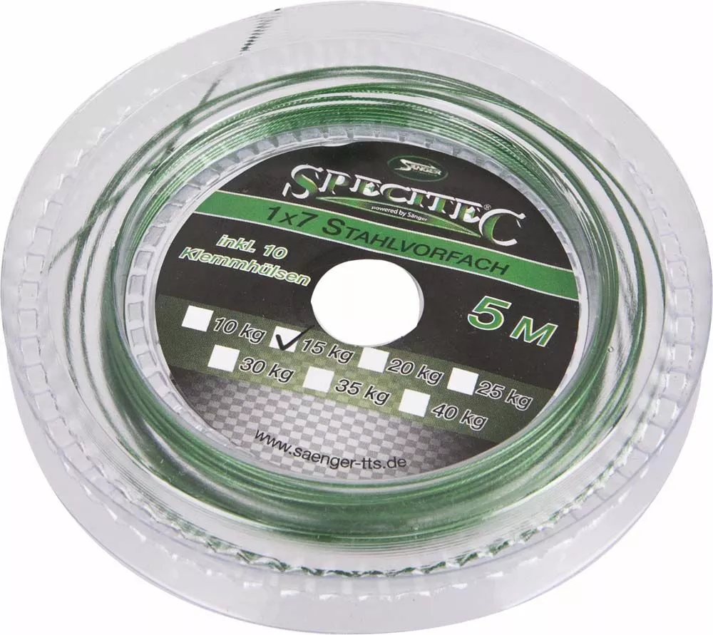 Specitec 1x7 Staaldraad 5mtr (in Diverse Trekkrachten) 1 Specitec 1x7 Staaldraad 5mtr (in Diverse Trekkrachten)